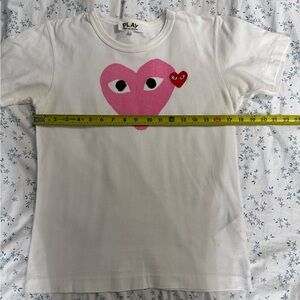 Comme des Garcons PLAY White Tee with Pink and Red Heart